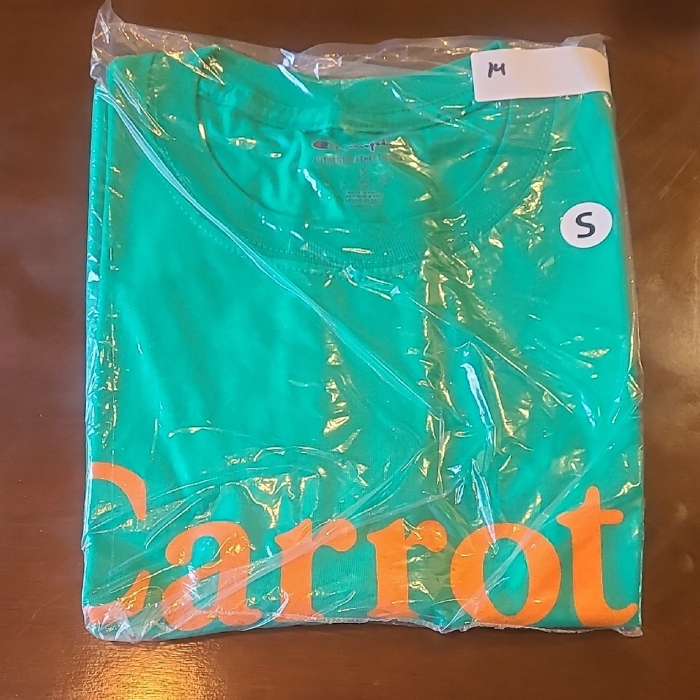 Green T-Shirt with Orange Lettering